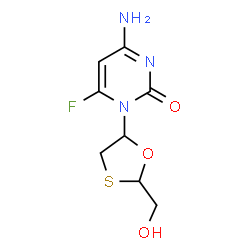 ChemSpider 2D Image | 4-Amino-6-fluoro-1-[2-(hydroxymethyl)-1,3-oxathiolan-5-yl]-2(1H)-pyrimidinone | C8H10FN3O3S