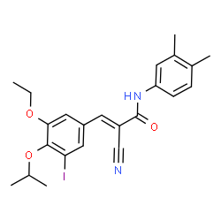 ChemSpider 2D Image | (2E)-2-Cyano-N-(3,4-dimethylphenyl)-3-(3-ethoxy-5-iodo-4-isopropoxyphenyl)acrylamide | C23H25IN2O3
