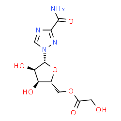ChemSpider 2D Image | 1-(5-O-Glycoloyl-beta-D-ribofuranosyl)-1H-1,2,4-triazole-3-carboxamide | C10H14N4O7