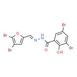 ChemSpider 2D Image | 3,5-Dibromo-N'-[(E)-(4,5-dibromo-2-furyl)methylene]-2-hydroxybenzohydrazide | C12H6Br4N2O3