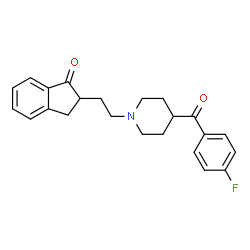 ChemSpider 2D Image | 2-{2-[4-(4-Fluorobenzoyl)-1-piperidinyl]ethyl}-1-indanone | C23H24FNO2