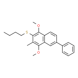 ChemSpider 2D Image | 2-(Butylsulfanyl)-1,4-dimethoxy-3-methyl-6-phenylnaphthalene | C23H26O2S