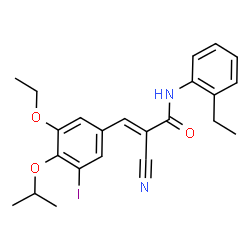 ChemSpider 2D Image | (2E)-2-Cyano-3-(3-ethoxy-5-iodo-4-isopropoxyphenyl)-N-(2-ethylphenyl)acrylamide | C23H25IN2O3