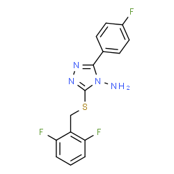 ChemSpider 2D Image | 3-[(2,6-Difluorobenzyl)sulfanyl]-5-(4-fluorophenyl)-4H-1,2,4-triazol-4-amine | C15H11F3N4S