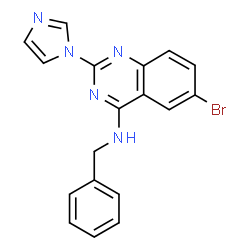 ChemSpider 2D Image | N-Benzyl-6-bromo-2-(1H-imidazol-1-yl)-4-quinazolinamine | C18H14BrN5