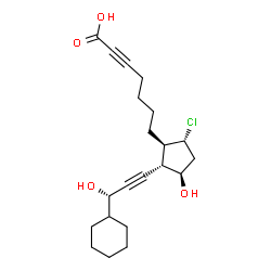 ChemSpider 2D Image | 7-{(1R,2S,3R,5R)-5-Chloro-2-[(3S)-3-cyclohexyl-3-hydroxy-1-propyn-1-yl]-3-hydroxycyclopentyl}-2-heptynoic acid | C21H29ClO4