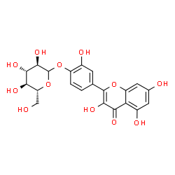 ChemSpider 2D Image | 2-Hydroxy-4-(3,5,7-trihydroxy-4-oxo-4H-chromen-2-yl)phenyl D-glucopyranoside | C21H20O12