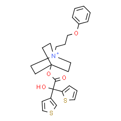 ChemSpider 2D Image | 4-[2-Hydroxy(2-thienyl)3-thienylacetoxy]-1-(3-phenoxypropyl)-1-azoniabicyclo[2.2.2]octane | C26H30NO4S2