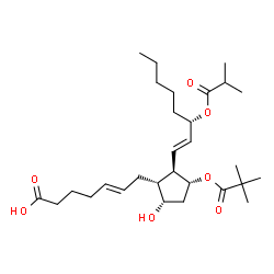 ChemSpider 2D Image | (5E,9alpha,11alpha,13E,15S)-11-[(2,2-Dimethylpropanoyl)oxy]-9-hydroxy-15-(isobutyryloxy)prosta-5,13-dien-1-oic acid | C29H48O7