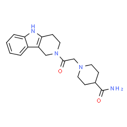 ChemSpider 2D Image | 1-[2-Oxo-2-(1,3,4,5-tetrahydro-2H-pyrido[4,3-b]indol-2-yl)ethyl]-4-piperidinecarboxamide | C19H24N4O2