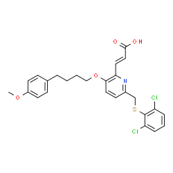 ChemSpider 2D Image | (2E)-3-(6-{[(2,6-Dichlorophenyl)sulfanyl]methyl}-3-[4-(4-methoxyphenyl)butoxy]-2-pyridinyl)acrylic acid | C26H25Cl2NO4S