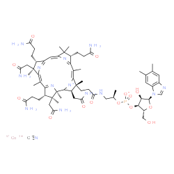ChemSpider 2D Image | cobalt-57(3+);[(2R,3S,4R,5S)-5-(5,6-dimethylbenzimidazol-1-yl)-4-hydroxy-2-(hydroxymethyl)tetrahydrofuran-3-yl] [(1R)-1-methyl-2-[3-[(2R,3R,4Z,7S,9Z,12S,13S,14Z,17S,18S,19R)-2,13,18-tris(2-amino-2-oxo-ethyl)-7,12,17-tris(3-amino-3-oxo-propyl)-3,5,8,8,13,15,18,19-octamethyl-2,7,12,17-tetrahydro-1H-corrin-21-id-3-yl]propanoylamino]ethyl] phosphate;cyanide | C63H8857CoN14O14P