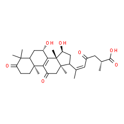 ChemSpider 2D Image | (5xi,7beta,15alpha,17xi,20Z,25R)-7,15-Dihydroxy-3,11,23-trioxolanosta-8,20(22)-dien-26-oic acid | C30H42O7