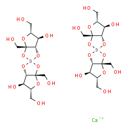 ChemSpider 2D Image | Calcium bis{bis[beta-D-fructofuranosato(2-)-kappa~2~O~2~,O~3~]borate(1-)} | C24H40B2CaO24