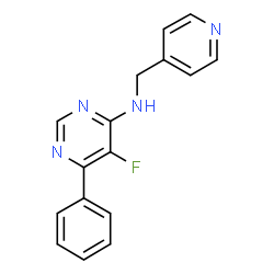 ChemSpider 2D Image | 5-Fluoro-6-phenyl-N-(4-pyridinylmethyl)-4-pyrimidinamine | C16H13FN4