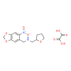ChemSpider 2D Image | 1-(6-Nitro-1,3-benzodioxol-5-yl)-N-(tetrahydro-2-furanylmethyl)methanamine ethanedioate (1:1) | C15H18N2O9