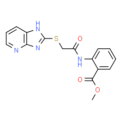ChemSpider 2D Image | Methyl 2-{[(1H-imidazo[4,5-b]pyridin-2-ylsulfanyl)acetyl]amino}benzoate | C16H14N4O3S