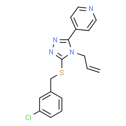 ChemSpider 2D Image | 4-{4-Allyl-5-[(3-chlorobenzyl)sulfanyl]-4H-1,2,4-triazol-3-yl}pyridine | C17H15ClN4S