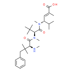 ChemSpider 2D Image | N,3-Dimethyl-4-phenyl-L-valyl-N-[(3S,4E)-5-carboxy-2-methyl-4-hexen-3-yl]-N,N~2~,3-trimethyl-L-valinamide | C29H47N3O4