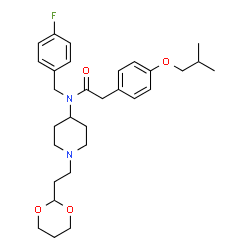 ChemSpider 2D Image | N-{1-[2-(1,3-Dioxan-2-yl)ethyl]-4-piperidinyl}-N-(4-fluorobenzyl)-2-(4-isobutoxyphenyl)acetamide | C30H41FN2O4