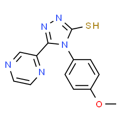 ChemSpider 2D Image | 4-(4-Methoxyphenyl)-5-(2-pyrazinyl)-2,4-dihydro-3H-1,2,4-triazole-3-thione | C13H11N5OS