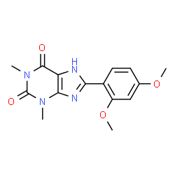 ChemSpider 2D Image | 8-(2,4-Dimethoxyphenyl)-1,3-dimethyl-3,7-dihydro-1H-purine-2,6-dione | C15H16N4O4