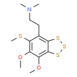 ChemSpider 2D Image | 2-[6,7-Dimethoxy-5-(methylsulfanyl)-1,2,3-benzotrithiol-4-yl]-N,N-dimethylethanamine | C13H19NO2S4