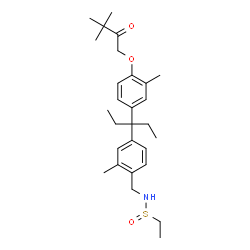 ChemSpider 2D Image | N-(4-{3-[4-(3,3-Dimethyl-2-oxobutoxy)-3-methylphenyl]-3-pentanyl}-2-methylbenzyl)ethanesulfinamide | C28H41NO3S
