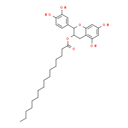 ChemSpider 2D Image | 2-(3,4-Dihydroxyphenyl)-5,7-dihydroxy-3,4-dihydro-2H-chromen-3-yl palmitate | C31H44O7