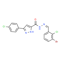 ChemSpider 2D Image | N'-[(Z)-(3-Bromo-2-chlorophenyl)methylene]-3-(4-chlorophenyl)-1H-pyrazole-5-carbohydrazide | C17H11BrCl2N4O