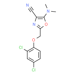 ChemSpider 2D Image | 2-[(2,4-Dichlorophenoxy)methyl]-5-(dimethylamino)-1,3-oxazole-4-carbonitrile | C13H11Cl2N3O2
