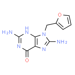 ChemSpider 2D Image | 2,8-diamino-9-(furan-2-ylmethyl)-9H-purin-6-ol | C10H10N6O2
