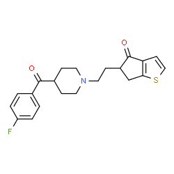 ChemSpider 2D Image | 5-{2-[4-(4-Fluorobenzoyl)-1-piperidinyl]ethyl}-5,6-dihydro-4H-cyclopenta[b]thiophen-4-one | C21H22FNO2S