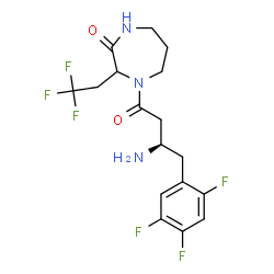 ChemSpider 2D Image | 4-[(3R)-3-Amino-4-(2,4,5-trifluorophenyl)butanoyl]-3-(2,2,2-trifluoroethyl)-1,4-diazepan-2-one | C17H19F6N3O2
