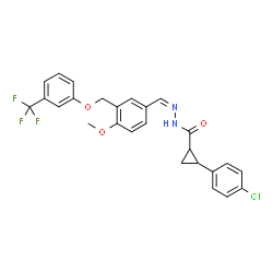 ChemSpider 2D Image | 2-(4-Chlorophenyl)-N'-[(Z)-(4-methoxy-3-{[3-(trifluoromethyl)phenoxy]methyl}phenyl)methylene]cyclopropanecarbohydrazide | C26H22ClF3N2O3