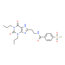 ChemSpider 2D Image | 4-{[2-(2,6-Dioxo-1,3-dipropyl-2,3,6,7-tetrahydro-1H-purin-8-yl)ethyl]carbamoyl}benzenesulfonyl fluoride | C20H24FN5O5S