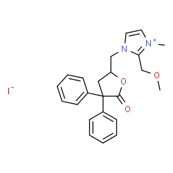 ChemSpider 2D Image | 2-(Methoxymethyl)-3-methyl-1-[(5-oxo-4,4-diphenyltetrahydro-2-furanyl)methyl]-1H-imidazol-3-ium iodide | C23H25IN2O3