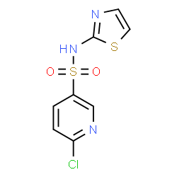 ChemSpider 2D Image | 3-pyridinesulfonamide, 6-chloro-N-2-thiazolyl- | C8H6ClN3O2S2