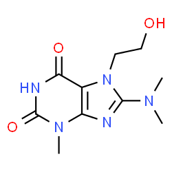 ChemSpider 2D Image | 8-dimethylamino-7-(2-hydroxyethyl)-3-methyl-purine-2,6-dione | C10H15N5O3