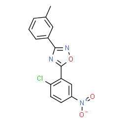 ChemSpider 2D Image | 1,2,4-oxadiazole, 5-(2-chloro-5-nitrophenyl)-3-(3-methylphenyl)- | C15H10ClN3O3