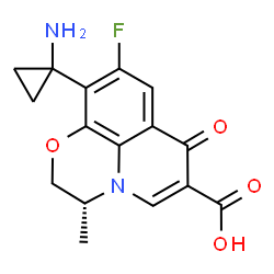 ChemSpider 2D Image | (3R)-10-(1-Aminocyclopropyl)-9-fluoro-3-methyl-7-oxo-2,3-dihydro-7H-[1,4]oxazino[2,3,4-ij]quinoline-6-carboxylic acid | C16H15FN2O4