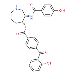 ChemSpider 2D Image | 3-[(4-HYDROXYBENZOYL)AMINO]AZEPAN-4-YL 4-(2-HYDROXYBENZOYL)BENZOATE | C27H26N2O6