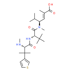 ChemSpider 2D Image | (2E,4S)-2,5-Dimethyl-4-(methyl{3-methyl-N-[(2S)-3-methyl-2-(methylamino)-3-(3-thienyl)butanoyl]-L-valyl}amino)-2-hexenoic acid | C25H41N3O4S