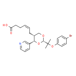 ChemSpider 2D Image | (4Z)-6-[(2S,4S,5R)-2-[2-(4-Bromophenoxy)-2-propanyl]-4-(3-pyridinyl)-1,3-dioxan-5-yl]-4-hexenoic acid | C24H28BrNO5
