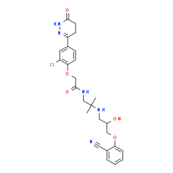 ChemSpider 2D Image | 2-[2-Chloro-4-(6-oxo-1,4,5,6-tetrahydro-3-pyridazinyl)phenoxy]-N-(2-{[3-(2-cyanophenoxy)-2-hydroxypropyl]amino}-2-methylpropyl)acetamide | C26H30ClN5O5