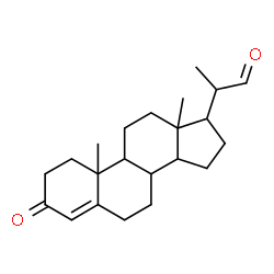 ChemSpider 2D Image | 2-(10,13-Dimethyl-3-oxo-2,3,6,7,8,9,10,11,12,13,14,15,16,17-tetradecahydro-1H-cyclopenta[a]phenanthren-17-yl)propanal | C22H32O2