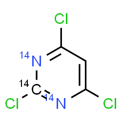 ChemSpider 2D Image | 2,4,6-Trichloro(2-~14~C,~14~N_2_)pyrimidine | C314CHCl314N2
