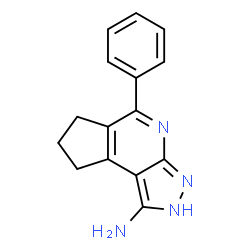 ChemSpider 2D Image | Cyclopenta[d]pyrazolo[3,4-b]pyridin-1-amine, 3,6,7,8-tetrahydro-5-phenyl- | C15H14N4