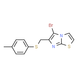 ChemSpider 2D Image | 5-Bromo-6-{[(4-methylphenyl)sulfanyl]methyl}imidazo[2,1-b][1,3]thiazole | C13H11BrN2S2