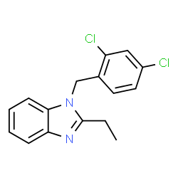 ChemSpider 2D Image | 1-(2,4-Dichlorobenzyl)-2-ethyl-1H-benzimidazole | C16H14Cl2N2